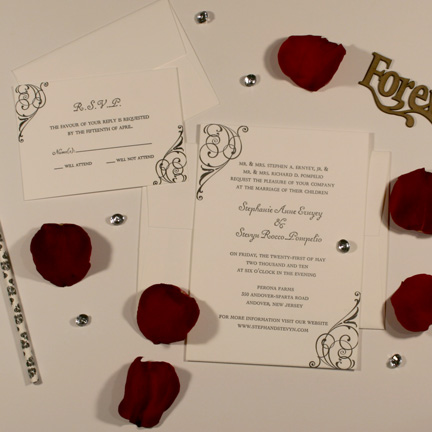 Black and White Letterpress NJ Wedding Invitation