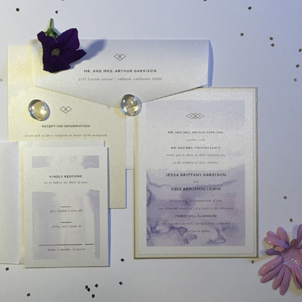 purple watercolor wedding invitation