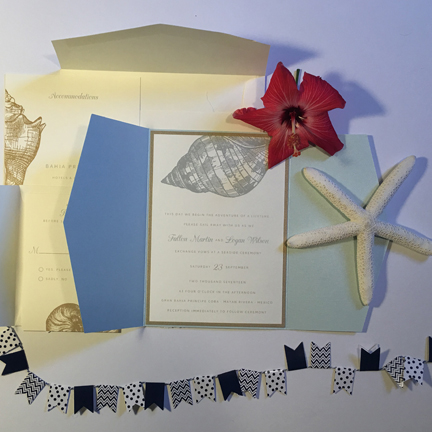 ocean seashell wedding invitation