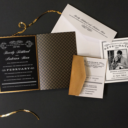 Gold Vintage Wedding Invitation