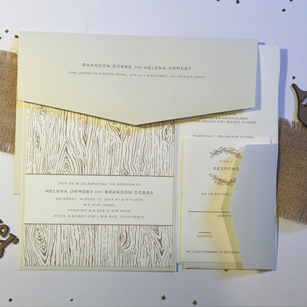 wood wedding invitation