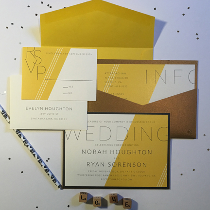yellow wedding invitation